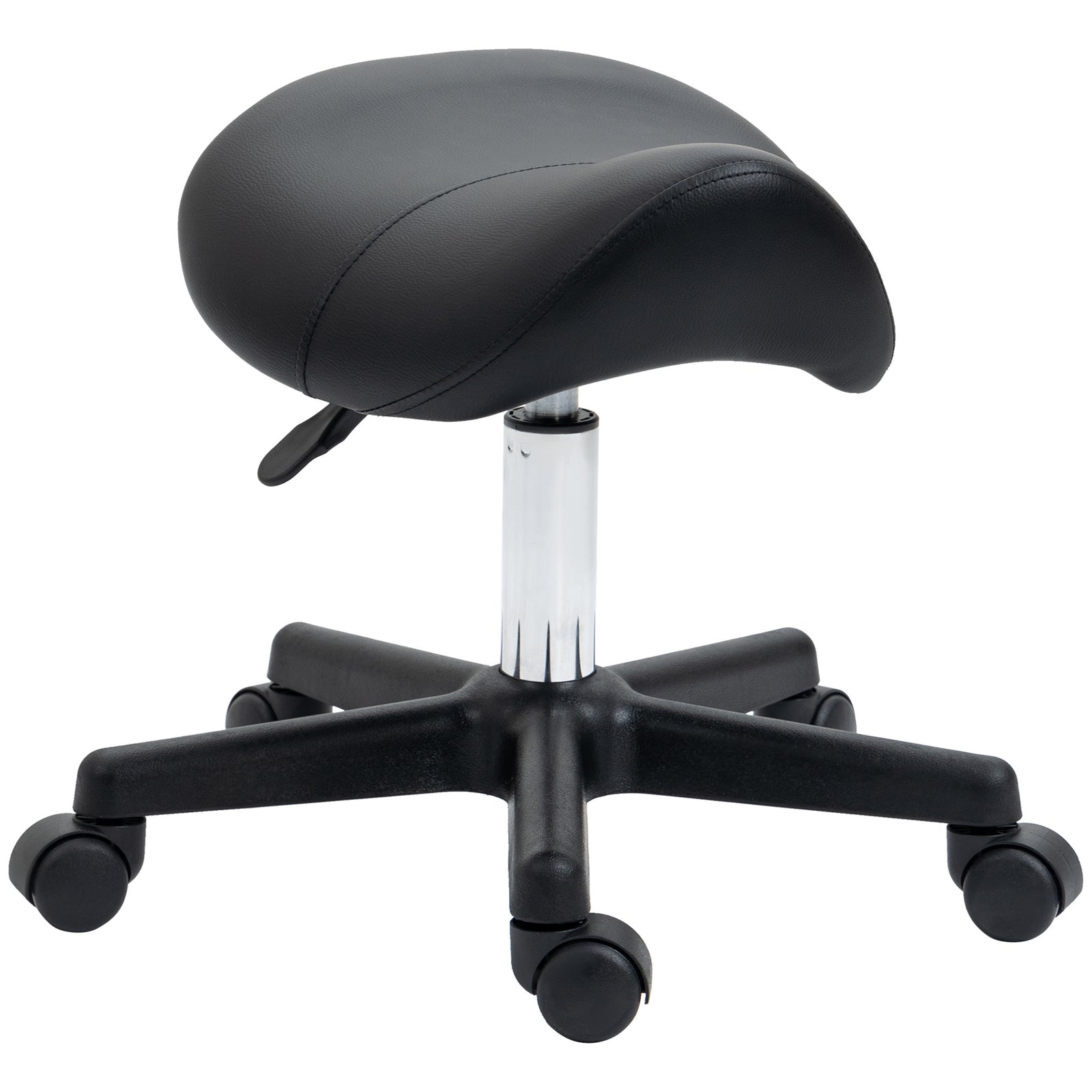 Saddle Stool Adjustable Rolling Salon Chair For Massage Spa | One Size | Black