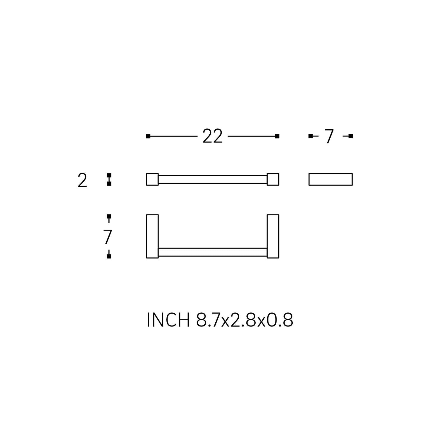 Towel Rail, Silver Gloss, Wall-mounted, 22 Cm. Collection Metric
