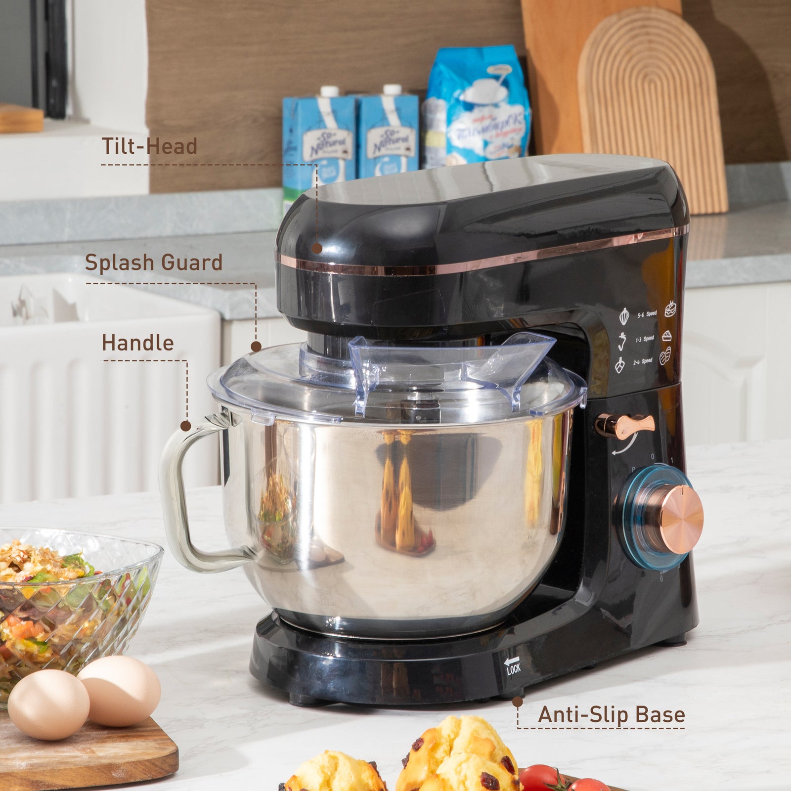 Electric Stand Mixer 5l Food Mixer With Whisk | Black