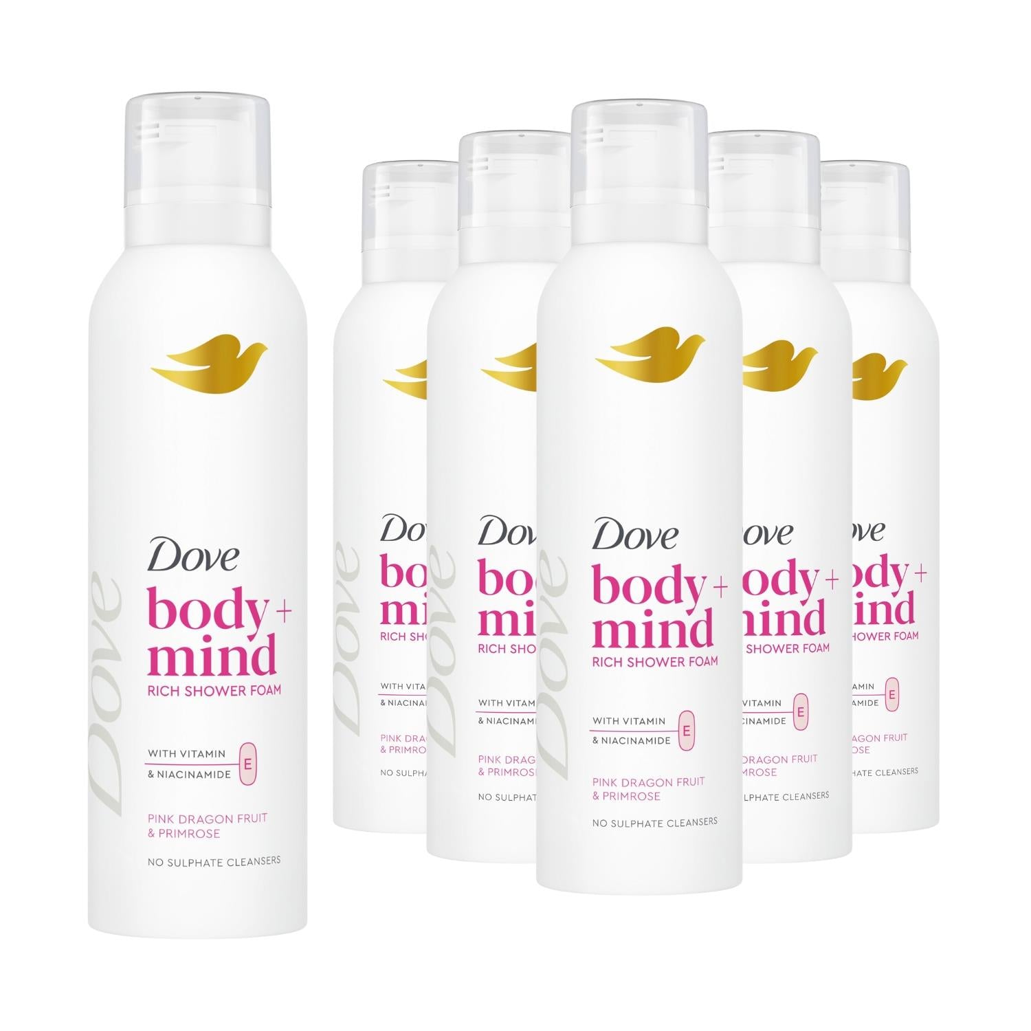 Body + Mind Rich Shower Foam, Dragon Fruit & Primrose, 200ml | Set-of-6