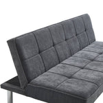 Modern Grey Fabric Sofa Bed With Folding Design – Tufted Upholstery, 28d Sponge Filling & Sturdy Iron Legs