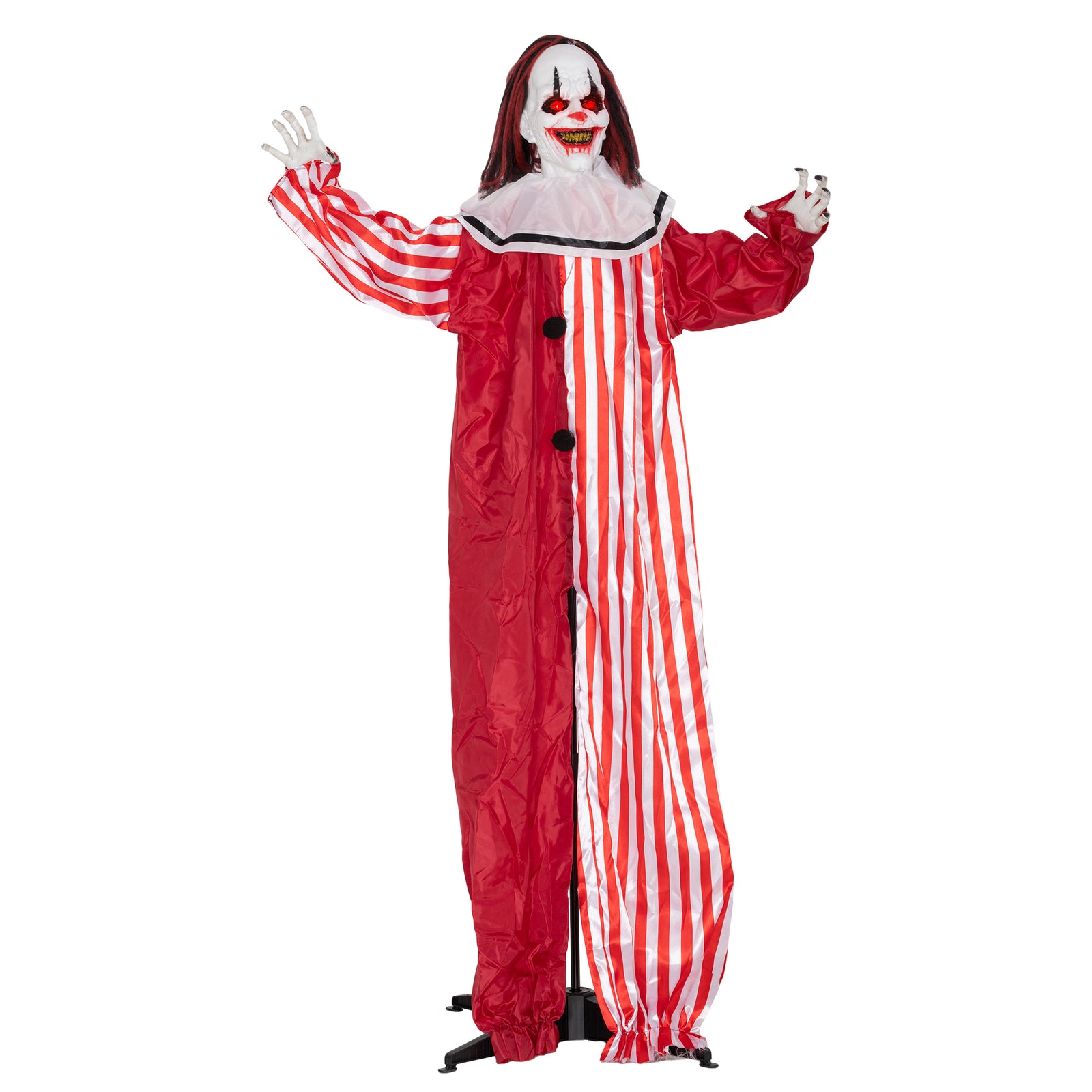 Sound Activated Halloween Animatronics Clown With Red Light Up Eyes