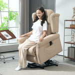 Power Lift Recliner Armchair With Wingback, Button Tufted | One Size | Beige
