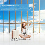 56x45x25cm Large Cabin Carry On Case - Overhead Luggage Suitcase - 4 Spinner Wheels - Abs Hard Shell Cabin Bag | Cabin | Cream