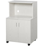 Microwave Cart On Wheels, Storage Shelf, 2-door | White