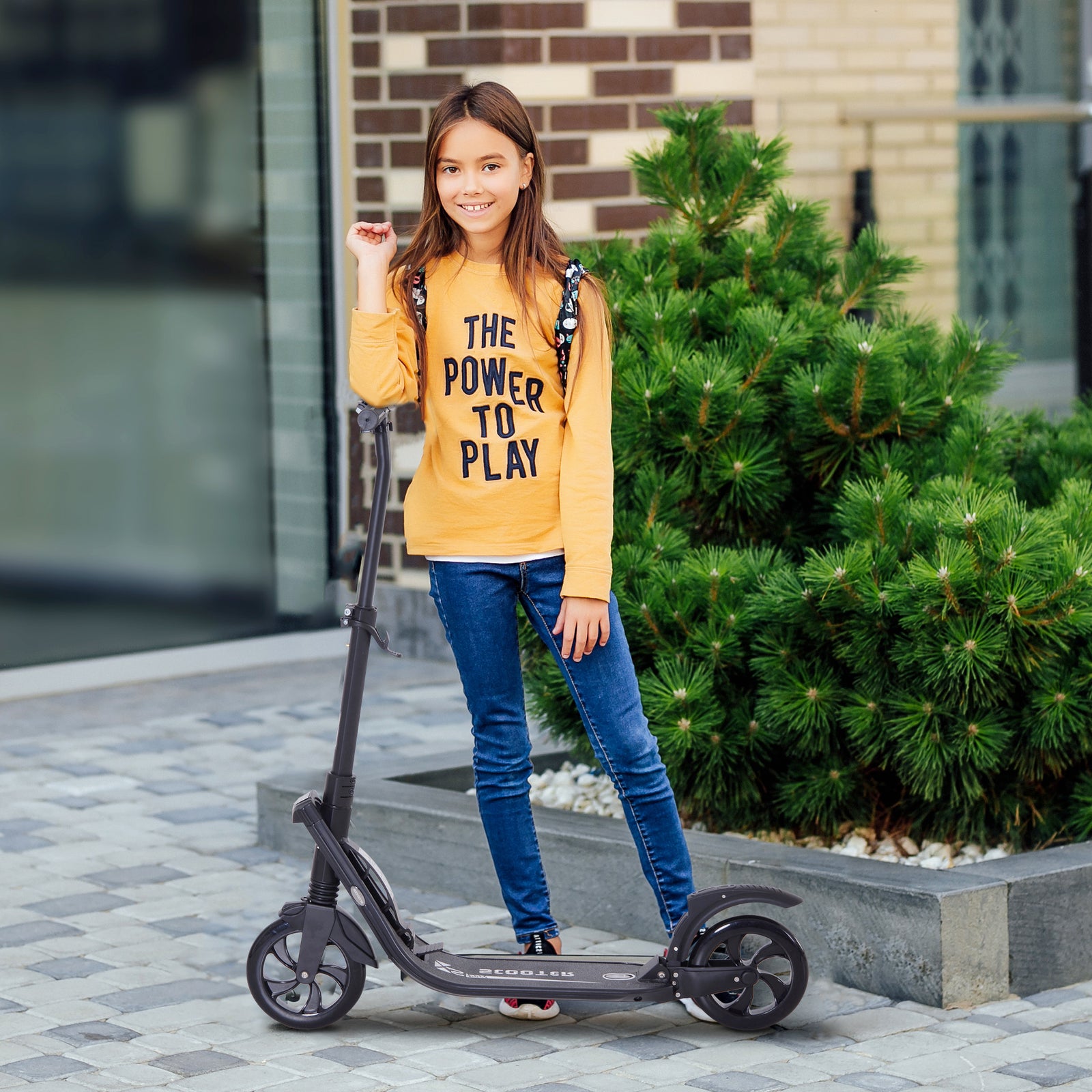 Folding Kick Scooter Teens Adult Ride On 2 Big Wheels | Black