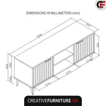 Tide Crest Tv Unit 120cm - Fluted Design | Dark Grey