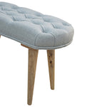 Solid Wood Deep Button Grey Tweed Bench