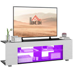 Tv Stand 145cm Glass Shelves Rgb Led | White
