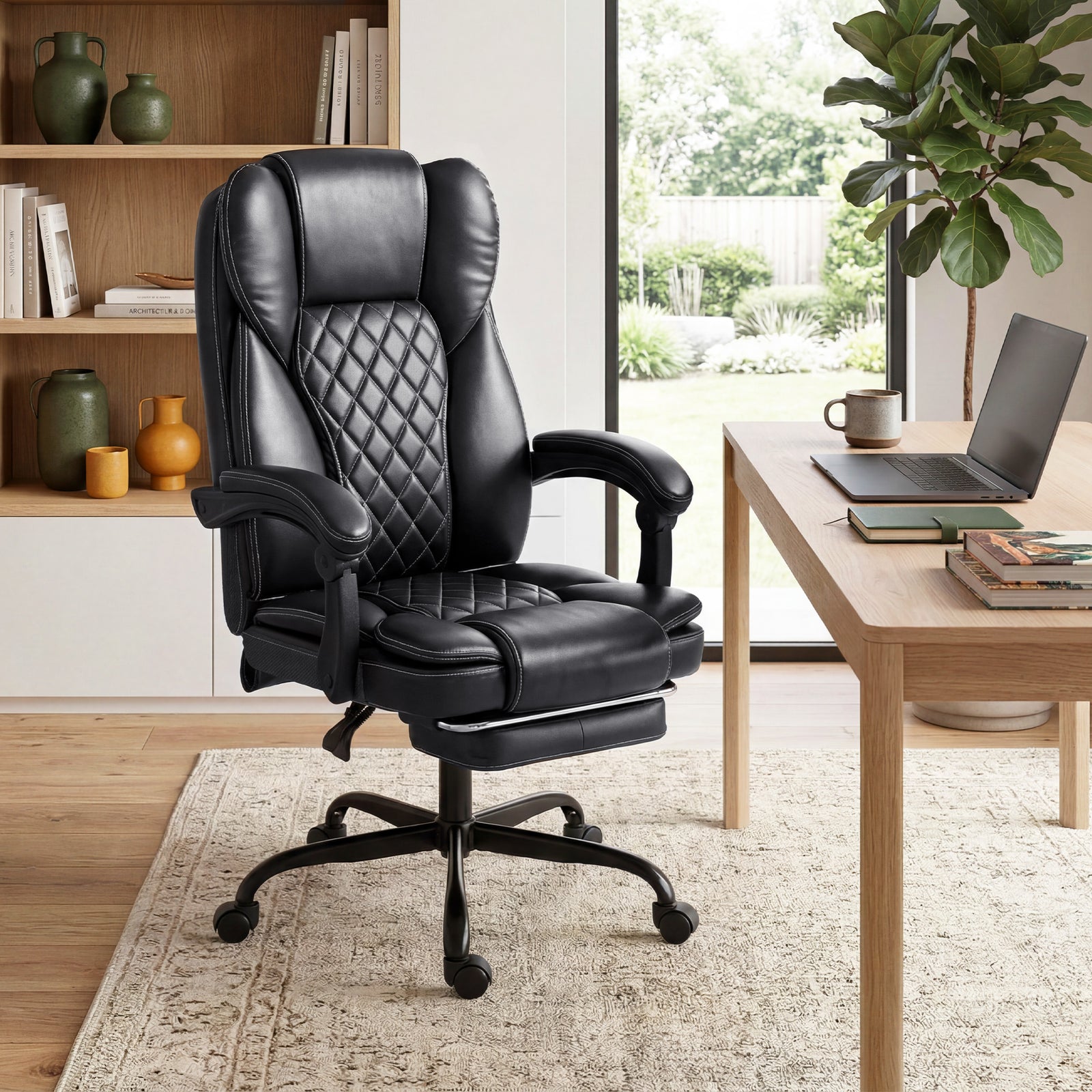 Home Office Chair Reclining Function High Back | Black