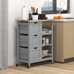 HOMCOM Rolling Kitchen Island Cart, Bar Serving Cart On Wheels Grey