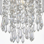 Modern Crystal Droplet Chandelier Chrome Ceiling Light Fixture Flush Mount Pendant Lamp