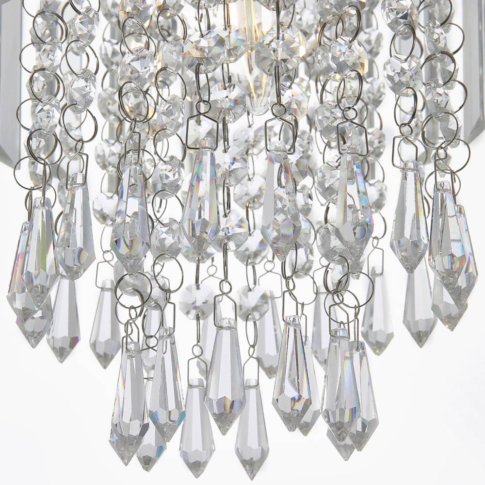 Modern Crystal Droplet Chandelier Chrome Ceiling Light Fixture Flush Mount Pendant Lamp