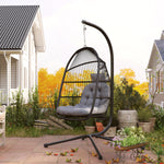 Outsunny Dark Grey Rattan Egg Chair, 150kg