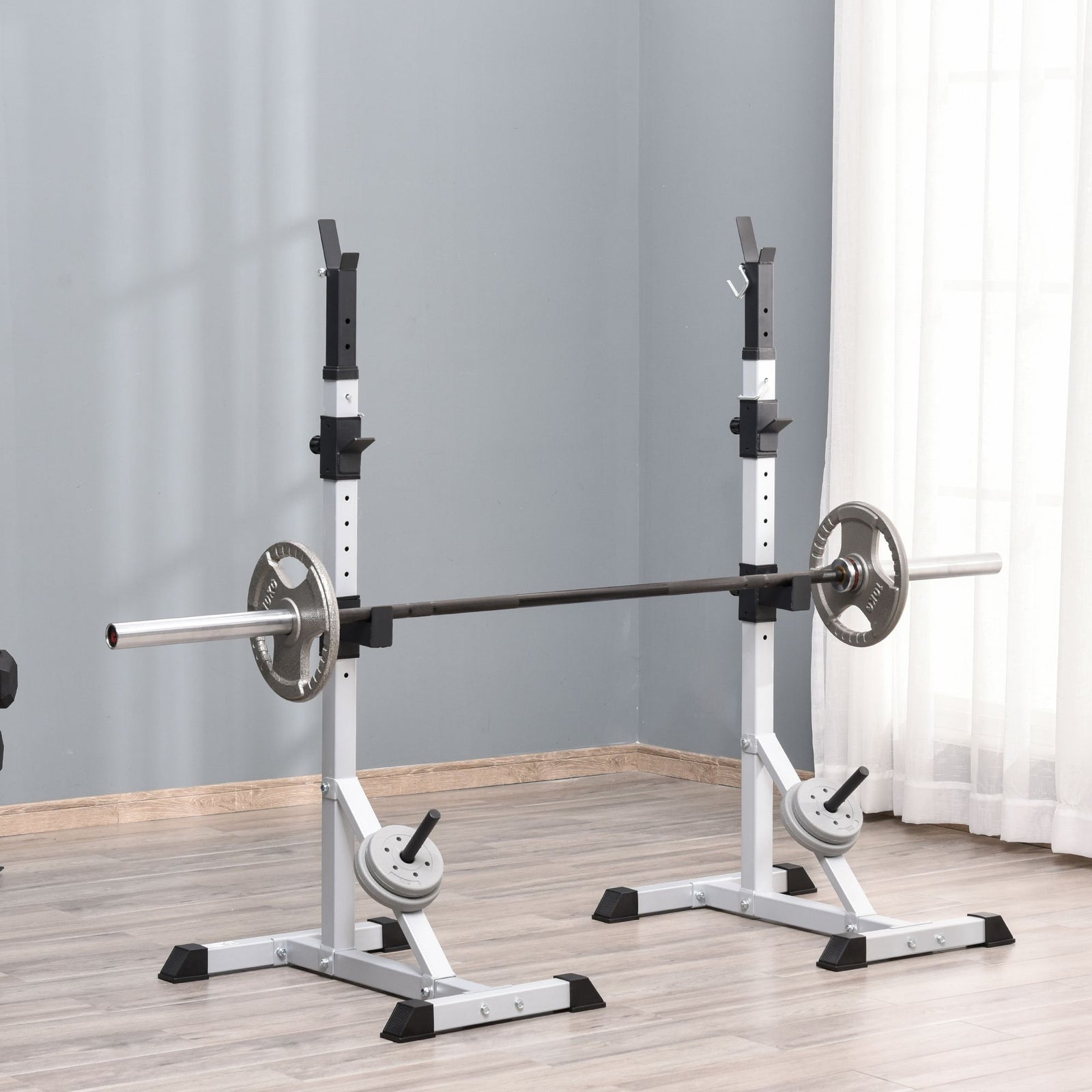 Adjustable Barbell Squat Racks For Bench Press | Silver