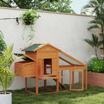 Pawhut Wooden Chicken Coop With Run, Nesting Box, Slide-out Tray, Ramp