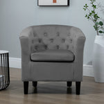 Clio 68cm Wide Velvet Fabric Studded Back Accent Chair With Dark And Light Wooden Legs | Gray