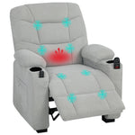 Electric Massage Recliner Armchair With Heat, Reclining Chair | Grey