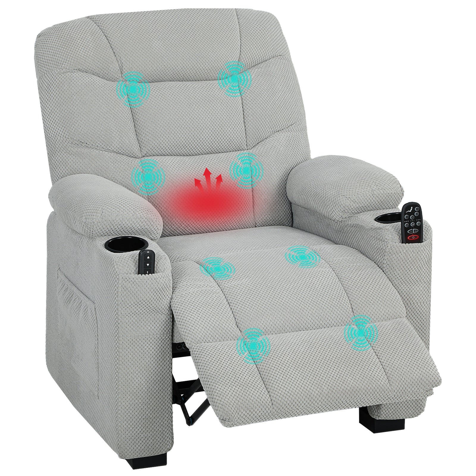 Electric Massage Recliner Armchair With Heat, Reclining Chair | Grey