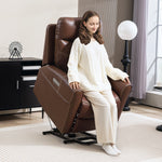 Overstuffed Riser And Reclining Chair With Usb Ports, Remote | One Size | Brown