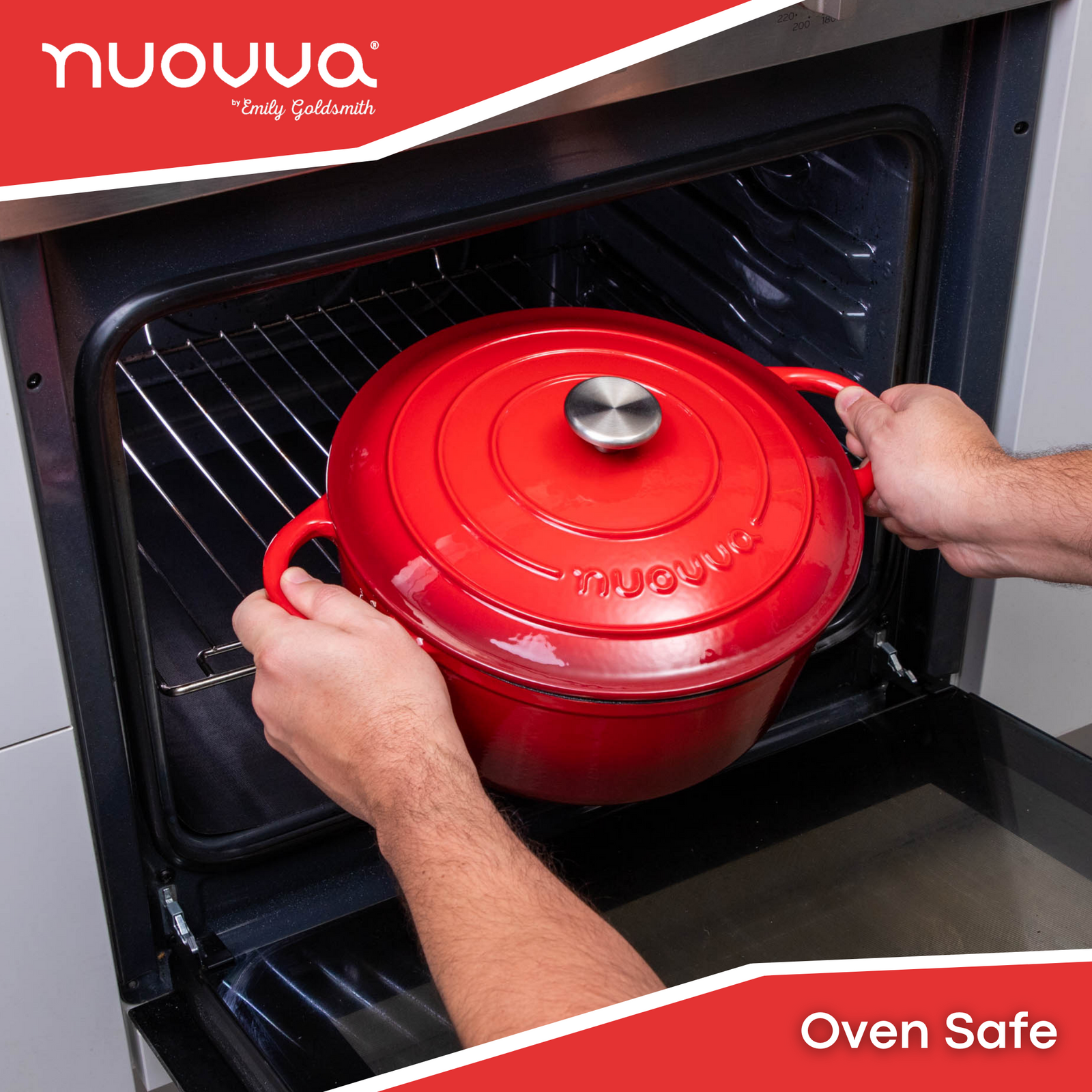 Cast Iron Dutch Oven Casserole Pot With Lid - 30cm (6.9l) | Red