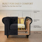 Chesterfield Scroll Arm Velvet Sofa 1 Seater | Black