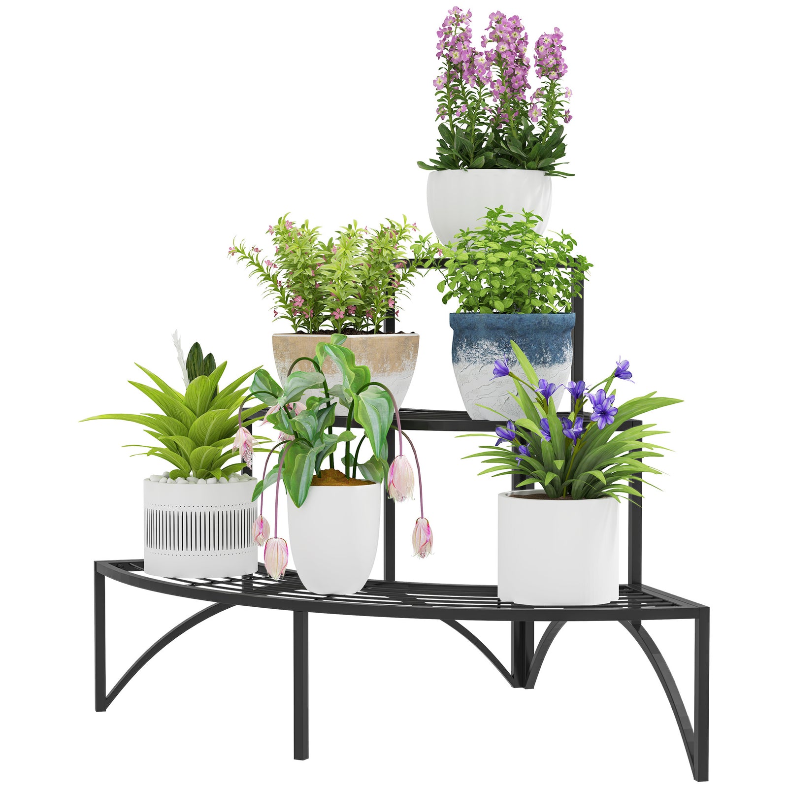 3 Tier Metal Corner Plant Stand For Garden Balcony Patio