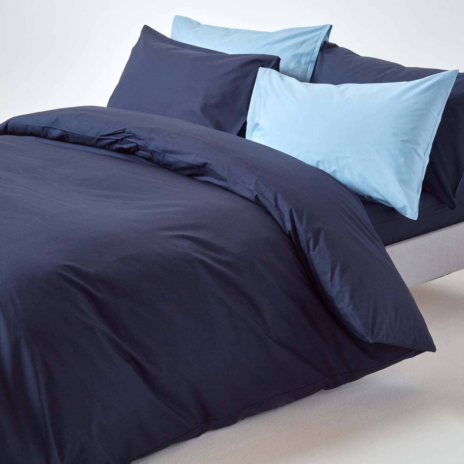 Egyptian Cotton Duvet Cover With Pillowcase, 200 Tc | Super King | Navy Blue