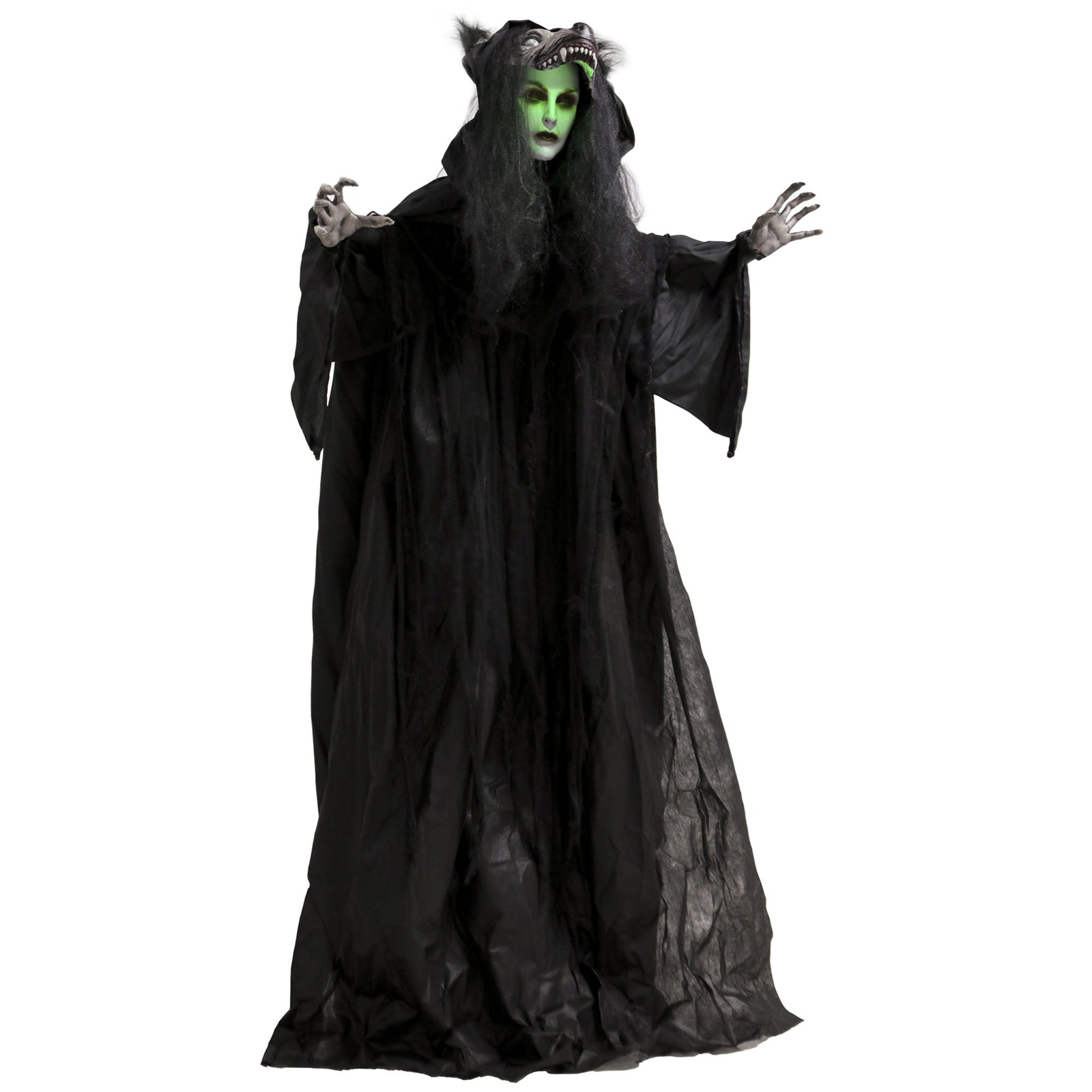 HOMCOM 67" Animated Pop-up Ghost With Werewolf Mask, Light Up Animated Prop