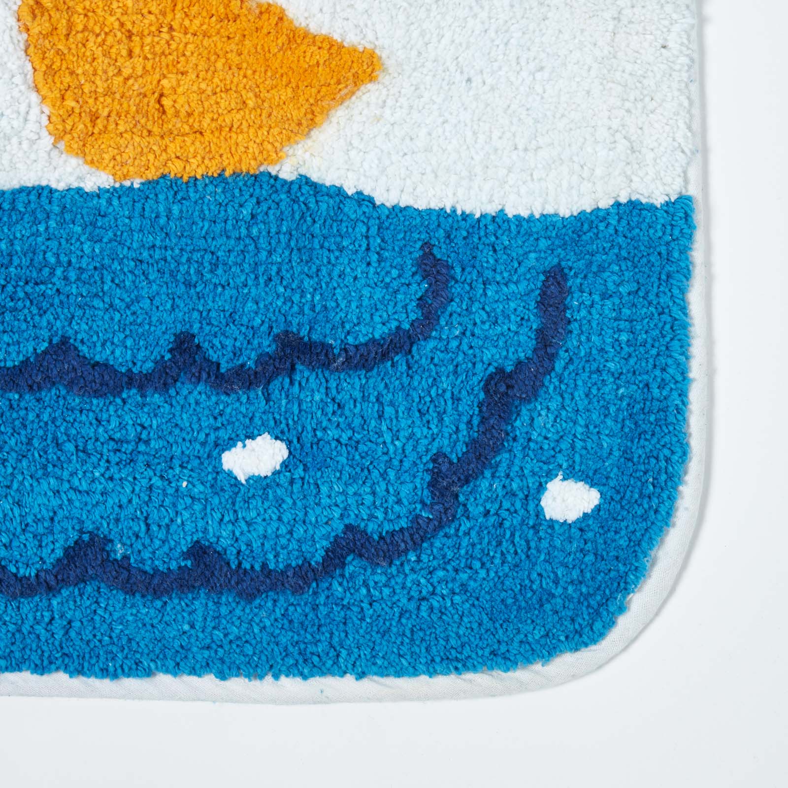 Non Slip 100% Cotton Duck Pond Bath Mat | 50 x 125cm | Blue & White