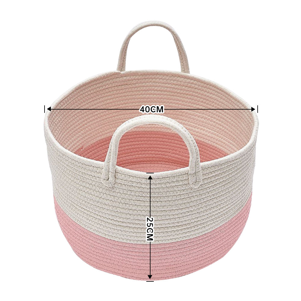 Woven Basket Baby Kids Toys Storage Clothes Hamper Laundry Basket | Pink
