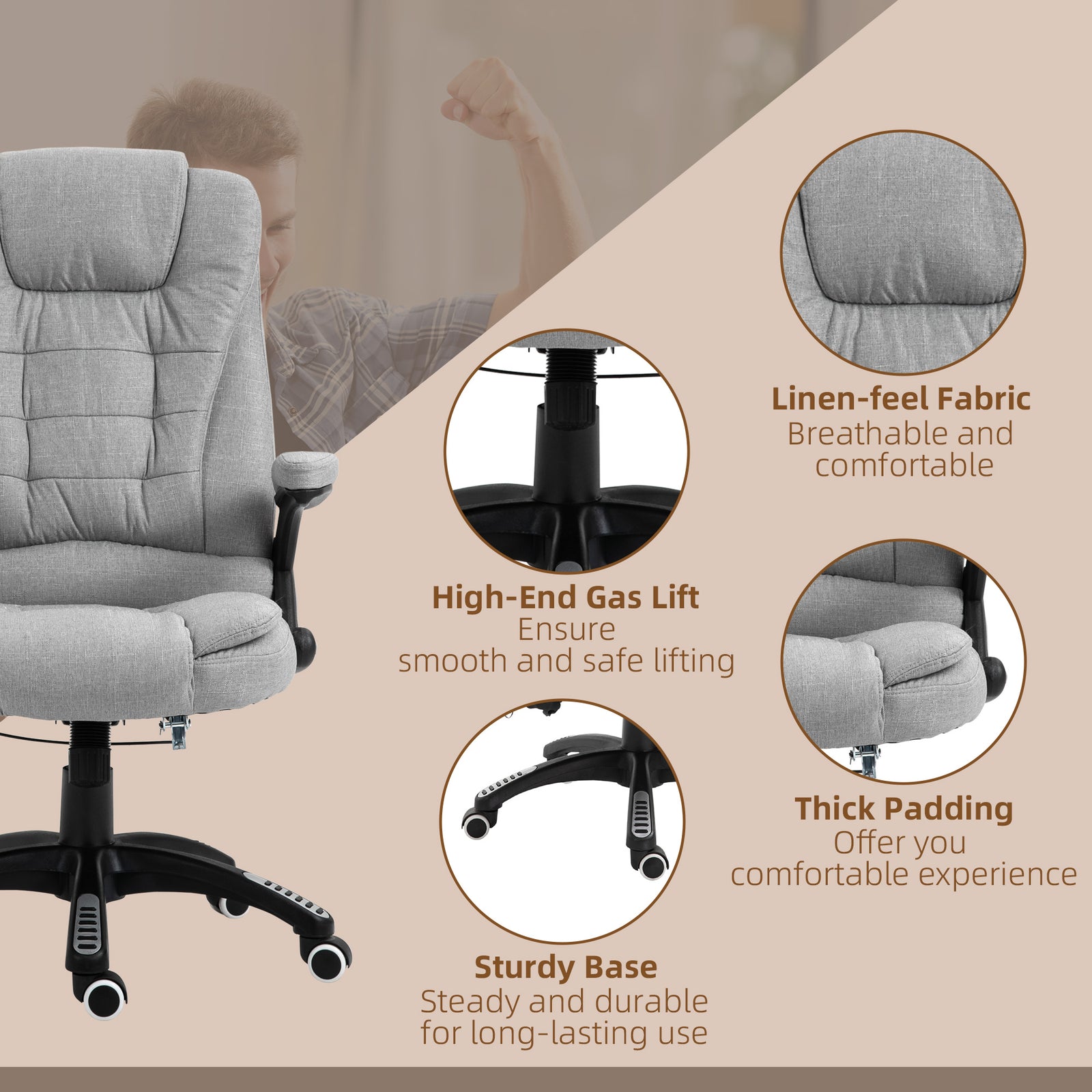 Reclining Chair W/ Heating Massage | Dove Gray