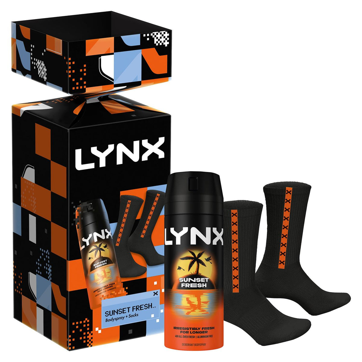 Sunset Fresh Body Spray And Socks Cracker Gift Set For Him, 1pc | Set of 3