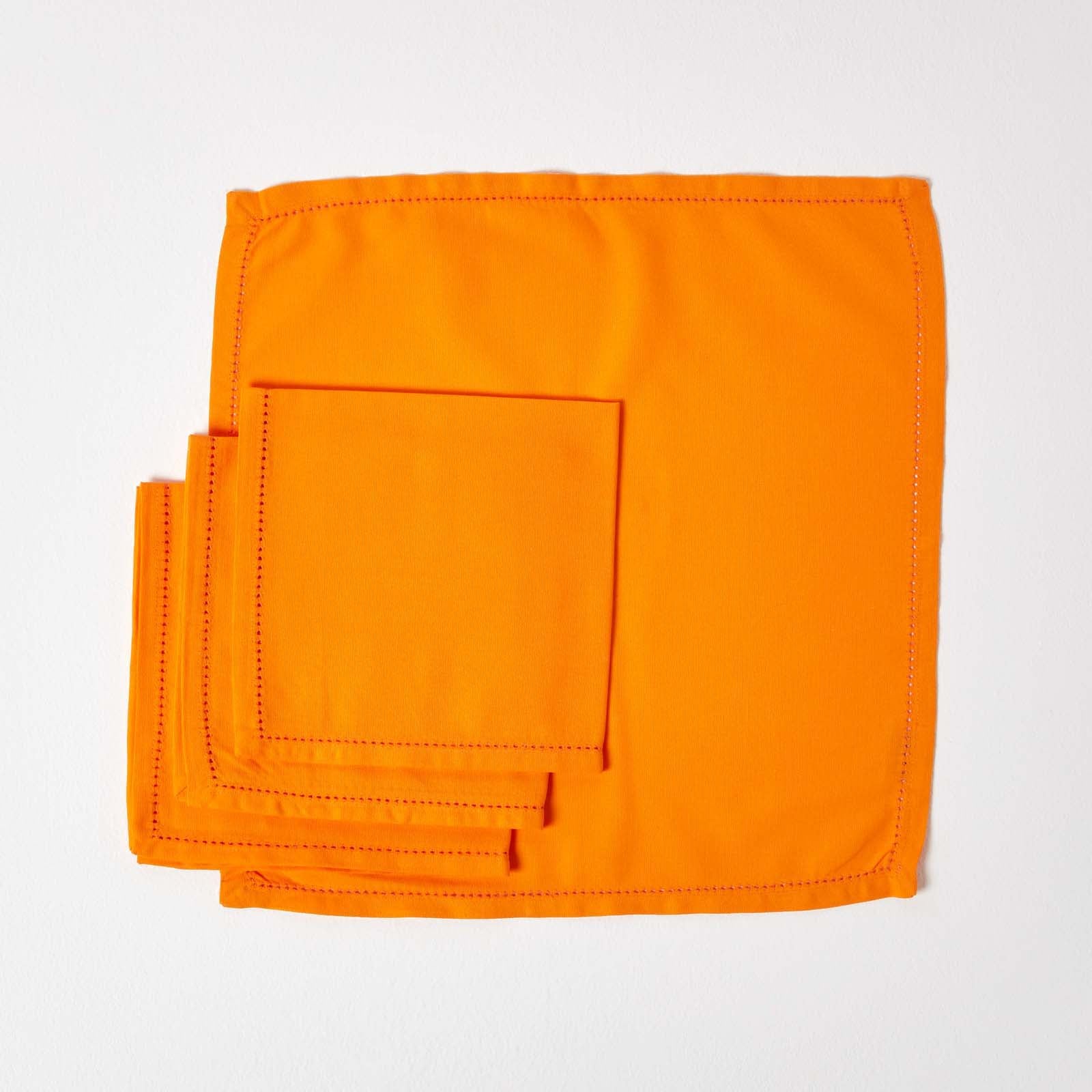 Plain Cotton Fabric 4 Napkins Set | 45cm x 45cm | Orange