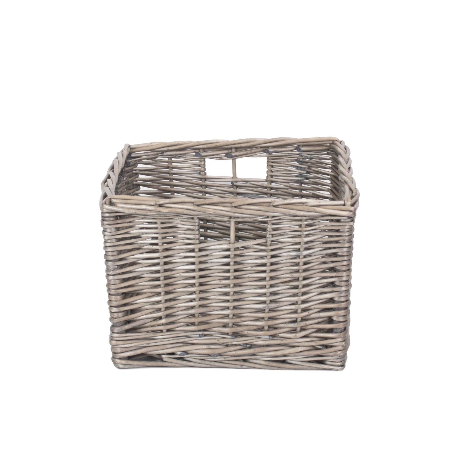 Wicker Square Antique Wash Unlined Storage Basket | Small | Brown