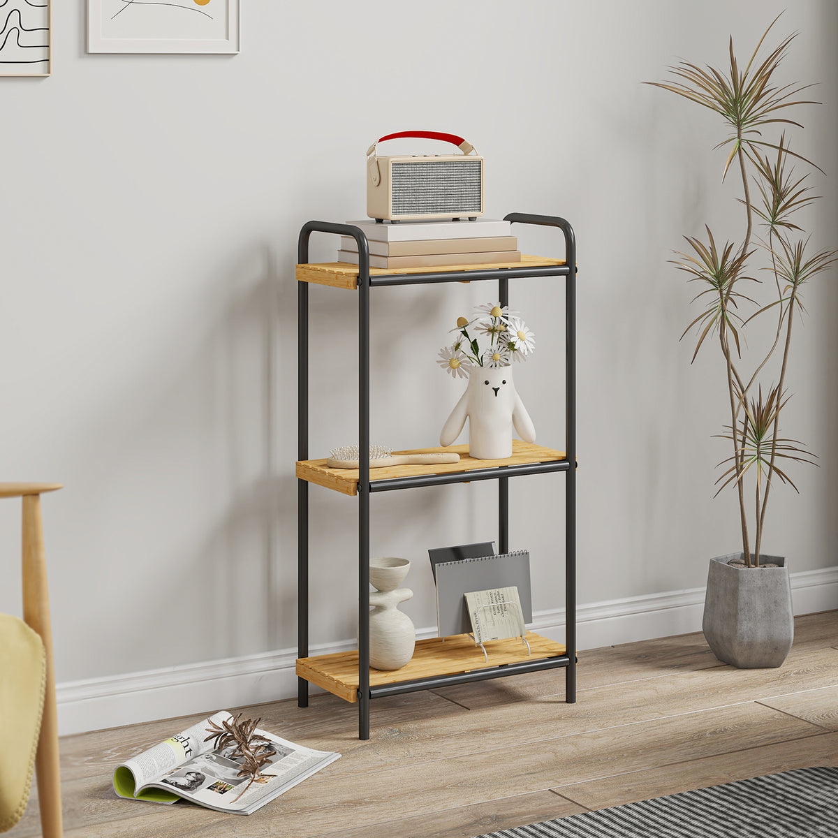 Bamboo Bathroom Shelf, Freestanding Shelving Unit | 3 Tier | Natural