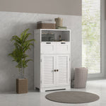 Free Standing Bathroom Storage Cabinet With Louvred Doors | One Size | White