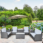 7 Seater Rattan Set W/ Reclining Back, Cushions