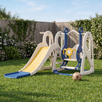 Breeins 6-in-1 Kids Slide & Swing Set With Adjustable Basketball Hoop