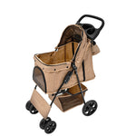 Pet Stroller With Rain Cover & Caddy Bag | Beige