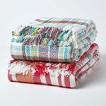 Tartan 100% Cotton Falun Throw With Tassels | 150cm x 200cm | Red