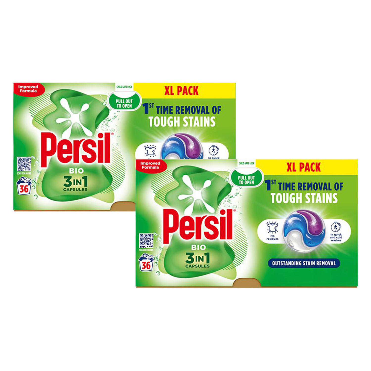 Xl 3in1 Washing Capsules Bio Stain Removal W/ Lasting Freshness 36w | Set of 2