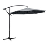 3m Banana Cantilever Patio Parasol For Outdoor Sunshade And Rain With Cross Base | One Size | Grey
