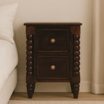 Solid Wood Spindle Winewood Nightstand