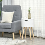 Side Table Wood Nightstand W/ Hidden Storage Space | White
