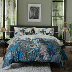 Tivoli Blue Digital Print 100% Cotton Duvet Cover Set | King | Blue