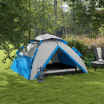 3-4 Man Camping Tent Portable With Bag, Quick Setup | Light Blue