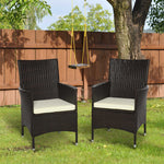 Outdoor Rattan Armchair Wicker Dining Chair Set For Garden | Set-of-2 | Brown