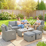 Rattan Garden Furniture Set With Recliners, Footstools | Dark Grey