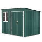 8.5 X 6ft Galvanised Steel Garden Shed With Foundation Kit | Green